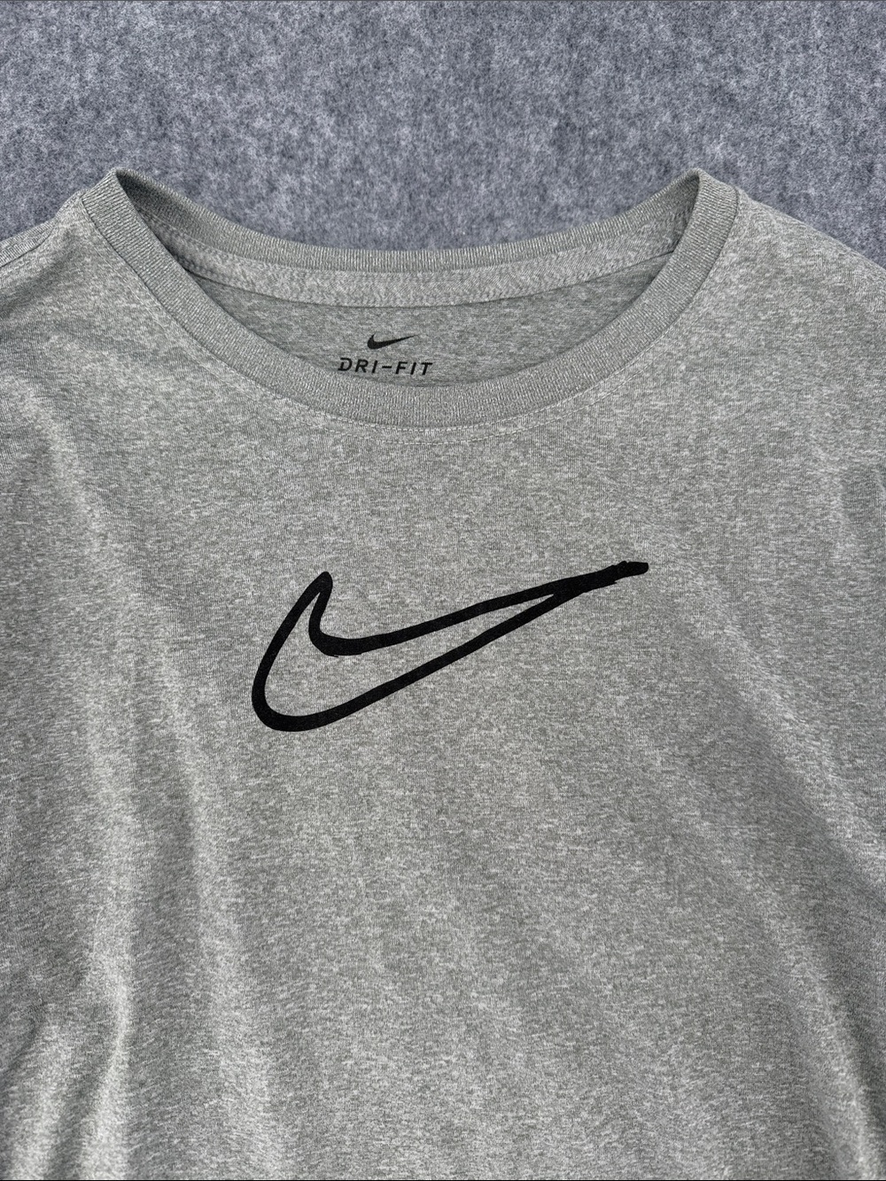 Nike long sleeve double logo Just Do It down sleeves blk and grey shirt size XL - Picture 3 of 7